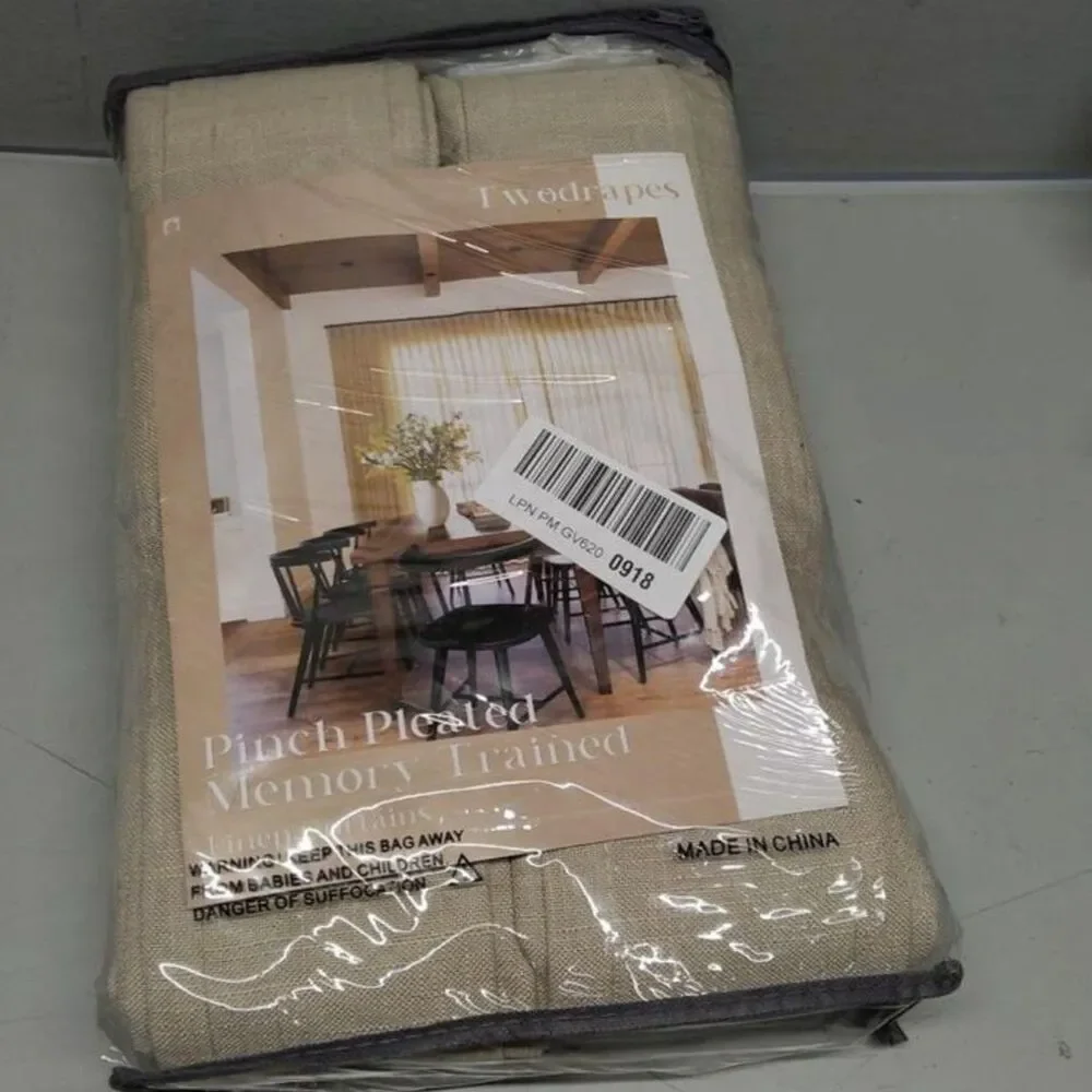 Brand New Latte Linen Pinch Pleated Curtains 40